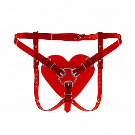 Трусики Серце для страпону Feral Feelings - Hearts Strap-on Belt Red Trasparent