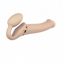 Безремневий страпон з вібрацією Strap-On-Me Vibrating Flesh L, діаметр 3,7см, пульт ДК, регульований