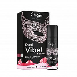 Рідкий вібратор Orgie Dual Vibe! Strawberry Gin & Tonic Kissable Liquid Vibrator, 15 мл