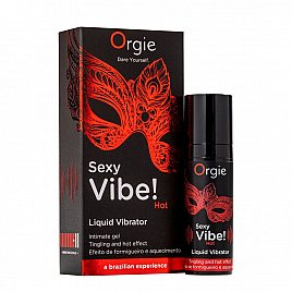 Рідкий вібратор Orgie Sexy Vibe! Hot, 15 мл, зігрівальний, дуже потужний, зі смаком полуниці