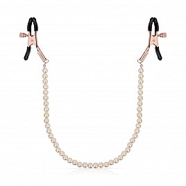 Затискачі для сосків з перлинним ланцюжком Rosy Gold - Nipple Clamps Pearls Затискачі для сосків з перлинним ланцюжком Rosy Gold - Nipple Clamps Pearls