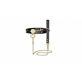 Розкішний нашийник з повідцем Zalo Collar & Leash Set Black