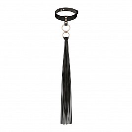 Нашийник с флогером Rosy Gold - Collar with Flogger - Black Нашийник с флогером Rosy Gold - Collar with Flogger - Black