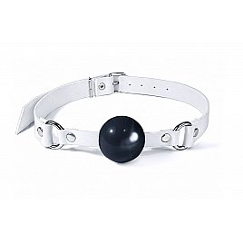 Кляп силіконовий Feral Feelings Silicon Ball Gag White/Black, білий ремінець, чорна кулька
