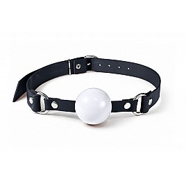 Кляп силіконовий Feral Feelings Silicon Ball Gag Black/White, чорний ремінець, біла кулька