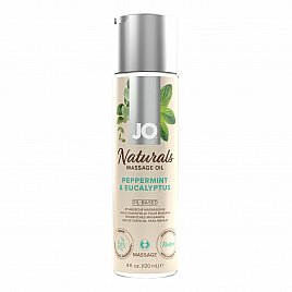 Масажна олія System JO - Naturals Massage Oil - Peppermint&Eucalyptus з ефірними оліями (120 мл)