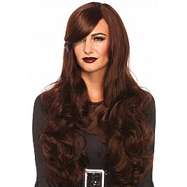 Хвиляста перука з косим чубчиком Leg Avenue Long Wavy Wig 68 см, коричнева