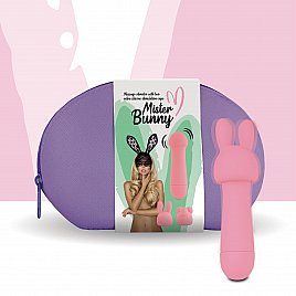Міні-вібратор FeelzToys Mister Bunny Pink з двома насадками Міні-вібратор FeelzToys Mister Bunny Pink з двома насадками