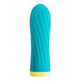 Віброкуля S Pleasures Bullets Twist & Shout Turquoise, бірюзова, ребриста поверхня, 10 режимів