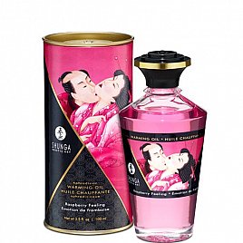 Розігріваюча олія Shunga Aphrodisiac Warming Oil - Raspberry Feeling (100 мл) без цукру, смачна