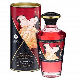 Розігріваюча олія Shunga Aphrodisiac Warming Oil - Sparkling Strawberry Wine (100 мл) без цукру