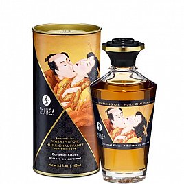 Розігріваюча олія Shunga Aphrodisiac Warming Oil - Caramel Kisses (100 мл) без цукру, смачна