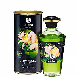 Органічна олія, що зігріває Shunga Aphrodisiac Warming Oil - Exotic Green tea (100 мл) без цукру