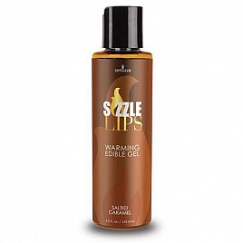 Зігріваючий масажний гель Sensuva - Sizzle Lips Salted Caramel (125 мл), без цукру, їстівний