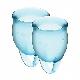 Набір менструальних чаш Satisfyer Feel Confident (light blue), 15мл та 20мл, мішечок для зберігання Набір менструальних чаш Satisfyer Feel Confident (light blue), 15мл та 20мл, мішечок для зберігання