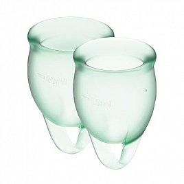 Набір менструальних чаш Satisfyer Feel Confident (light green), 15мл та 20мл, мішечок для зберігання Набір менструальних чаш Satisfyer Feel Confident (light green), 15мл та 20мл, мішечок для зберігання