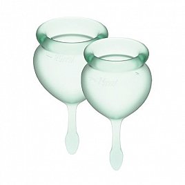 Набір менструальних чаш Satisfyer Feel Good (light green), 15мл та 20мл, мішечок для зберігання Набір менструальних чаш Satisfyer Feel Good (light green), 15мл та 20мл, мішечок для зберігання