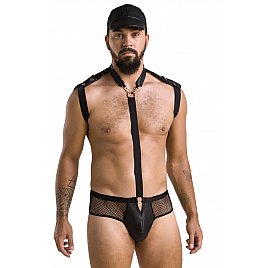 Комплект еротичної чоловічої білизни Passion 038 Set John L/XL Black, боді, кепка
