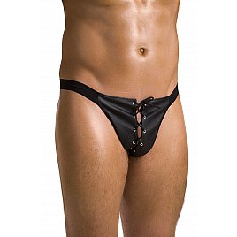 Чоловічі сліпи на шнурівці Passion 044 Slip Ben L/XL Black, екошкіра, люверси