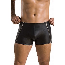 Чоловічі шкіряні боксери з блискавками Passion 049 Short Matt L/XL Black