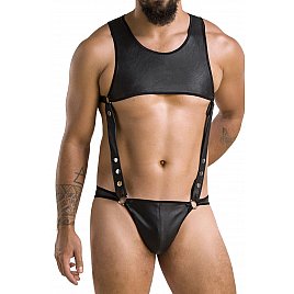 Чоловіче шкіряне боді Passion 056 Adam XXL/XXXL Black, заклепки