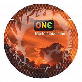 Презерватив ONE Color Sensations ONE trip to cloud nine, 1 шт, помаранчевий, гладенький, зі змазкою