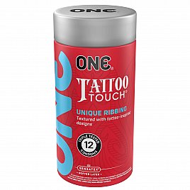 Презервативи ONE Tattoo Touch 12 шт, подарункова упаковка тюб