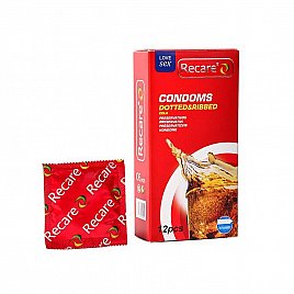 Презервативи Recare Cola Dotted&Ribbed Condoms 12 шт, з пухирцями та ребрами, аромат: Кола