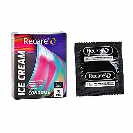 Презервативи Holographic Recare Ice Cream Big Dotted Condoms 3 шт, з пухирцями, аромат: морозиво