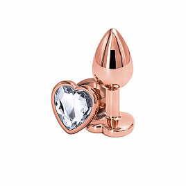 Анальна пробка NS Novelties Rear Assets - Rose Gold Heart - Small - Clear