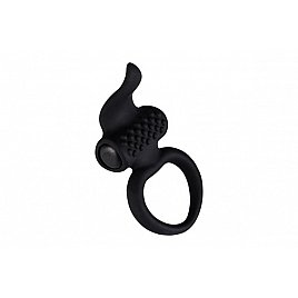 Ерекційне віброкільце Adrien Lastic Lingus Black з язичком і щіточкою для стимуляції клітора
