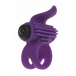 Ерекційне віброкільце Adrien Lastic Bullet Lastic Ring із язичком та щіточкою для стимуляції клітора