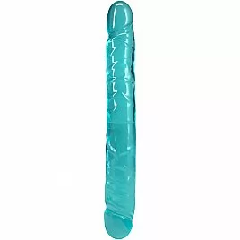 Фалоімітатор двосторонній Doc Johnson Crystal Jellies 12" Jr. Double Dong Teal